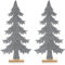 com-four® 2X dekorativer Aufsteller für Weihnachten - Tannenbaum aus Filz mit Fuß aus Holz - Weihnachtsbaum als Deko für Tisch und Fenster (Tanne - grau)