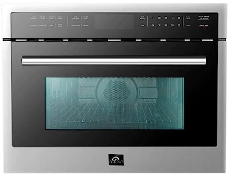 FORNO 24 Inch. Built-In Microwave Oven with Touch Control Button - 1.6 Cubic Feet Electric Oven Capacity - Stainless Steel Convection Oven with Smart Sensor and Child Safety Lock