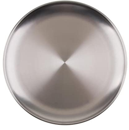predolo Assiette Ronde en Acier Inoxydable pour Camping Extérieur Plateau de Service Plat Assiette Cuisine Restaurant, 26cm