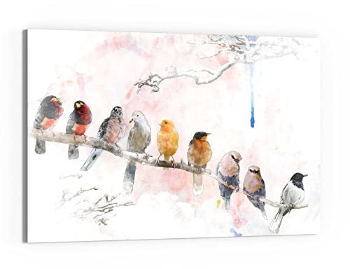 DEQORI Glasbild Echtglas | Motiv Vögel auf einem Ast | horizontal einteilig 90x60 cm | schöne Dekoration | Wandbild für Wohnzimmer, Schlafzimmer, Flur & Küche | moderne Wanddeko