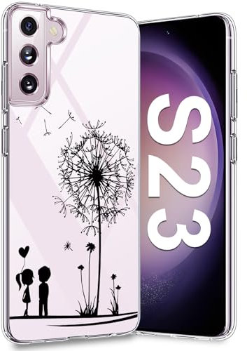 Croazhi Silikonhülle für Samsung Galaxy S23 Hülle, Clear Slim Crystal Blumen Muster Motiv Handyhülle für Samsung S23 Weiß Ultra Dünn Transparente S23 Original Stoßfest Hüllen (Löwenzahn)