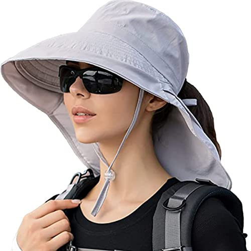 MAKFORT Chapeau de Soleil extérieur avec 50 + Protection UPF Large Bord de Chapeau avec Rabat de Cou pour Les Femmes