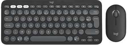 Logitech Pebble Keys 2 K380s Clavier sans Fil Bluetooth FR AZERTY Pebble Mouse 2 M350s Wireless Bluetooth - Grafite