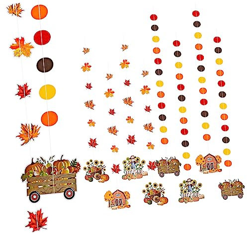 Ciieeo 8st Thanksgiving-verzierung Ernten Sie Hängende Dekorationen Kürbis Hängende Ornamente Kürbis Hängende Dekorationen Luftschlangen Aus Ahornblättern Herbstdeko Papier Drinnen Decke