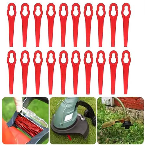 YZIMNRE 20 Pcs Strimmer Blades Plastic Grass Trimmer Blades 83 mm Lawn Mower Replacement Blades for Cordless Strimmer Durable Garden Cutting Blades for Einhell Grass Trimmer(Red)