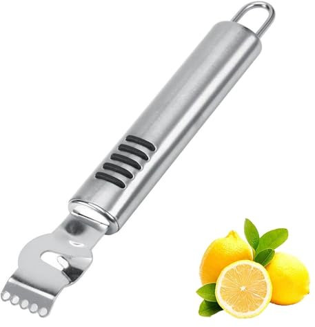 Lemon Stainless Steel Zester,Lemon Zester Peeler, Kitchen Peeler Tool for Cocktails Lime Oranges Kitchen Gadgets (Silver)
