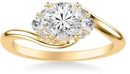 Molioaki Rundschliff Verlobungsring Damen 925 Sterling Silber/9K/14K/18K Gold Eheringe Frauen Ringe 1.19-3.19 ct 5A Zirkonia/Moissanit/Laborgezüchteter Diamant Personalisierte Individuelle Gravur Ring