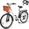 DYU Electric Bike for Adults, 26 Electric Bicycle, 36V 12.5AH Removable Battery, Brushless Motor Ebike,70KM Range City Urben E-Bike with Basket, shock absorption, 7-Speed, Unisex Adults
