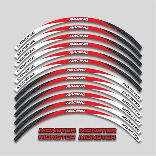 YYTEMD Strisce adesive per Bordi Adesivi per Ruote Moto Strisce Adesivi Riflettenti per Cerchi per Ducati per Monster 695 696 795 796 1100 1100S 797 821(Style 14)