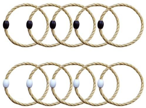 Rope Rings Toss Game, 10PCS Rustic Toss Ring Wedding Birthday Christmas Party Rings Toss Game Replacement Parts for Adults Outdoor Indoor Yard Games