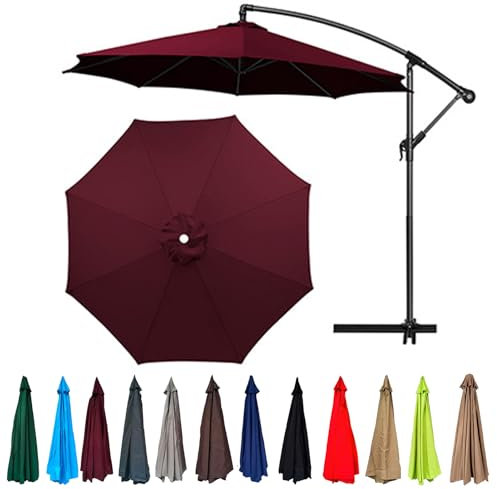 HEATPOWEOK Replacement Parasol Canopy, Garden Umbrella Replacement Cover Fabric 6/8 Arms for 2m/2.7m/3.0m Sun Parasol, Waterproof Anti-UV, for Garden Umbrella Yard Beach Patio (E,8ribs:2m/6.5ft)