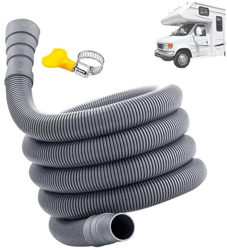 Tuyau d'évacuation pliable pour caravane avec adaptateur réglable,tuyau d'évacuation des eaux usées,kit d'adaptateur de tuyau d'évacuation pliable, Tuyau Vidange Machine a Laver (10 m)
