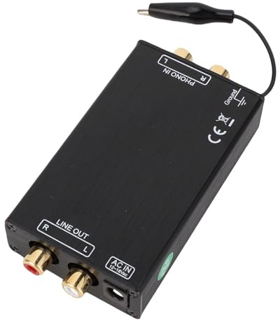 VBESTLIFE Phono Preamp für MM Turntable Mini Stereo Audio, Record Player Vorverstärker mit 2 Zusammengesetzten Videoeingang und Ausgabe (EU-Stecker AC230V)