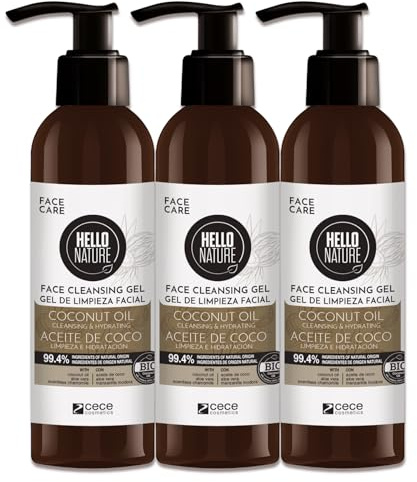 P-Beauty Naturkosmetik 3x Cleansing Gel 180ml - Waschgel Gesicht - Sanfte Gesichtsreinigung mit Bio-Kokosöl & vegan - Feuchtigkeitsspendend & entfernt Make-up, Talg, Unreinheiten ohne auszutrocknen