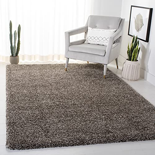 SAFAVIEH Milan Shag Collection 3' x 5' Grey SG180 Solid Non-Shedding Living Room Bedroom Dining Room Entryway Plush 2-inch Thick Area Rug