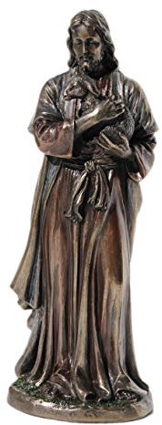 US Statue Jesus hält ein Lamm, Metallisch, Braun, 15,7 cm