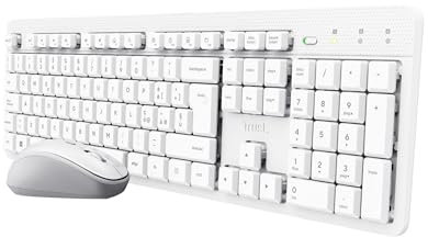 Trust Ody II Set Tastiera e Mouse Wireless Silenziosi Italiano QWERTY, Tasti a Profilo Ribassato, Unico Ricevitore USB, Resistente agli Sversamenti, Kit Senza Fili per PC Laptop Mac Windows, Bianco