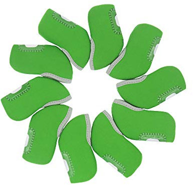 MamimamiH Golf Iron Covers,10 PCS Neoprene Golf Iron Club See Through Window Head Cover Protection Sleeve Case Set for Taylormade, Nike, Callaway, Etc (Green)