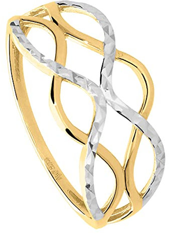 My Gold Damen Ring Gold 333 Echtes Weissgold Gelbgold (8 Karat) Ohne Stein Gr. 52 Damenring Goldring Emeni R-07931-G362-W52