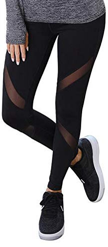 GOVIA 1er Pack Sport Leggings Damen lang High Waist Push Up Sportleggings Gym Pants Sporthose Elastisch Bauchweg Yoga Hose Fitnesshose Laufhose 4107 Schwarz L-XL