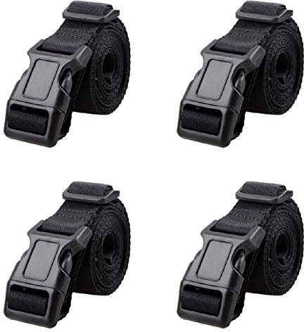 Azarxis 25mm Schwarz Nylon Gurtband mit Verstellbare Schnallen, Einstellbare und rutschfeste Gepäckgurt Koffergurt zum Sicheren Verschließen 4 Stück
