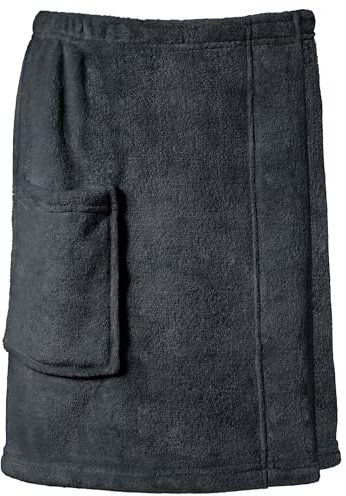 CelinaTex Happyfun Kilt kurz L/XL 56 x 163 cm anthrazit Mikro-Flanell Saunakilt Mikrofaser Saunasarong