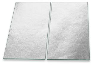 Herdabdeckplatte 2 teilig Ceranfeld Textur Grau 2x30x52 Kochplatten Glas Küche