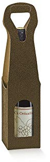 Lucgel Scatola Astuccio Porta 1 Bottiglia 750 ml vino e olio New Bag in Cartoncino Marrone effetto Pelle 90x90H410mm - 10 Pezzi -
