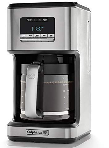 Calphalon Coffee Maker, Programmable Coffee Machine with Glass Carafe, 14 Cups, Stainless Steel