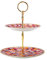 Maxwell & Williams - Présentoir à Gâteaux à 2 Niveaux en Porcelaine, Collection Teas & C's Kasbah, Modèle HV0123, 23.5 x 19.5 cm - Couleur Rose et Or