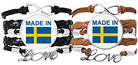 DIYthinker Made in Sweden Country Love Armband Handschlaufe Lederseil Armband Doppelset Geschenk