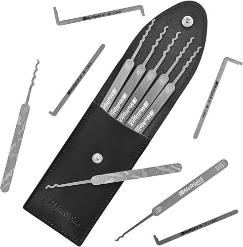 MULTIPICK ELITE 12 Lockpicking Set [12 Teile | 0,6 mm] Lockpick Tool, Schlösser knacken - Lock Picks inkl. Spanner - Schloss picking - Profi Dietrich Set - Profi Lockpicking Kit - Pick