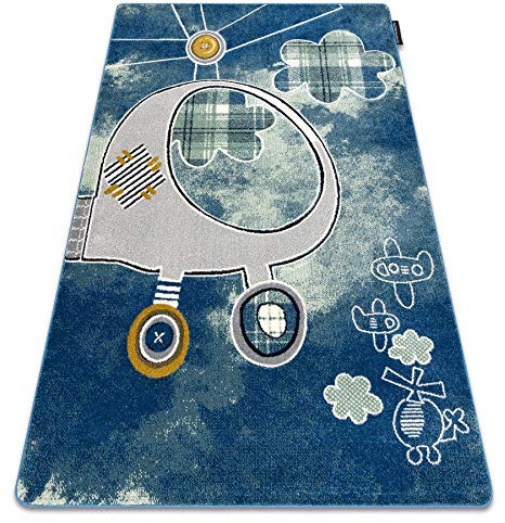 rugsx Teppich Petit Helicopter Kinderteppich für Babyzimmer, Spielteppiche, Kinderzimmer, blau 140x190 cm