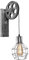 LEDSone Vintage-Industrie-Wandleuchte, Retro-Loft-Riemenrad-Lampe, antik gebürstetes Silber, Leuchte mit Drahtkäfig-Schirm für Pub, Bar, Restaurants (gebürstetes Silber)