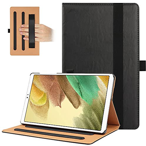 VOVIPO Galaxy Tab A7 Lite 8.7 2021 Case Cover, Multi-Viewing Angels PU Leather Stand Folio Case with Handstrap for Samsung Galaxy Tab A7 Lite 8.7 (2021) SM-T220/T225-Black