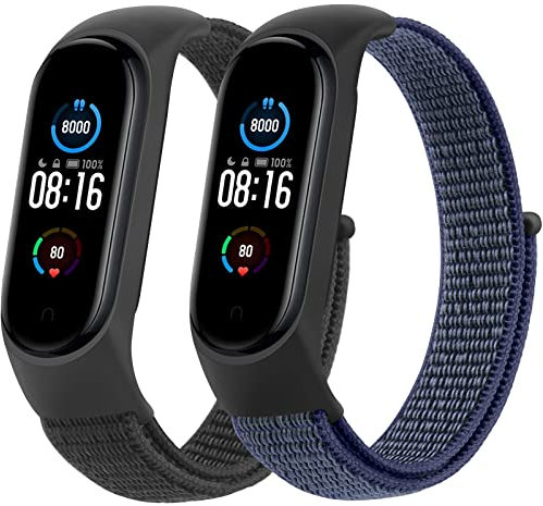 AK 2 Pezzi Cinturini per Xiaomi Mi Band 6/ 5/ 4/ 3/Amazfit Band 5, in Nylon, Sportivo