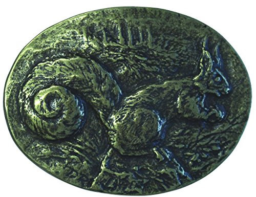 BELTINGER Gürtelschnalle Eichhörnchen 4,0 cm | Buckle Wechselschließe Gürtelschließe 40mm Massiv | für Jagd-Outfit | Altmessing