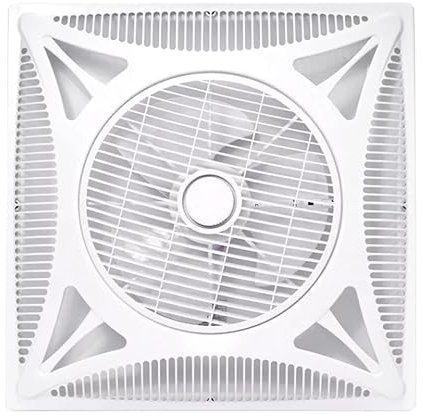 BEL AIR HOME - Ventilador de Techo WORK 59.5x59.5 cm - Diseño Moderno Blanco - 3 Velocidades- Rejilla Giratoria - Mando a Distancia - Ideal Oficinas y Comercios, Blanco Sin Luz