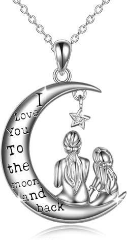 WINNICACA Geschenke für Mama 925 Sterling Silber Mutter Tochter Halskette Anhänger Schmuck Geschenke Für Frauen Geburtstag Muttertag