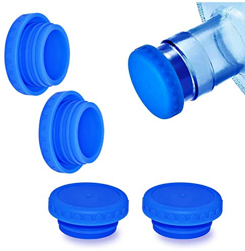 Jell-Cell Water Jug Caps 5 Gallon Reusable Silicone - Strong Sealing no Spill Top Lid Cover 55mm Bottles for Outdoor & Kitchen - Pack by 4