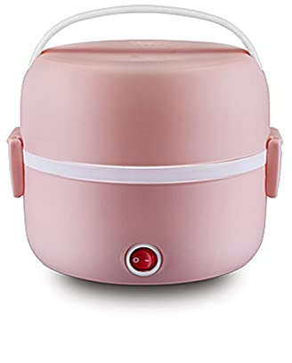 Electric Heating Lunch Box,Lunch Box Food Heater Portable Lunch Box Heated Household Food Grade Material 2 Layer Steamer with Stainless Steel Bowl Egg Steamer Cup Ring,Brown,2 floors (Pink 2 floors)
