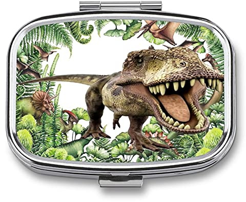 Pillendose 2 Fächer Dinosaurier Quadratisch Glatt Versilbert Versilbert In Hochwertiger Verarbeitung