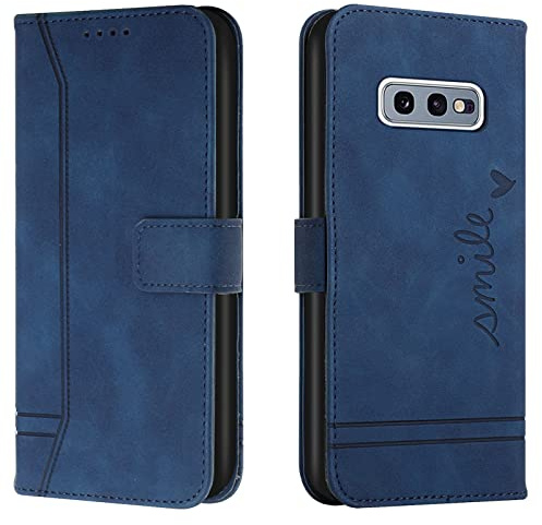 Lihondar Coque pour Samsung Galaxy S10E, Etui Portefeuille Samsung S10E, Protection Etui à Rabat Housse en Cuir PU avec Antichoc TPU [Fermoir Magnétique] Flip Pochette Housse pour Samsung S10E (Bleu)