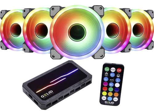 Gelid Solutions Amber 8 Pro Bundle: Steuert bis zu 8 Lüfter, 10 LED-Streifen oder andere ARGB-Geräte mit 366 vorprogrammierten RGB-Beleuchtungsmodi für Desktop-PCs