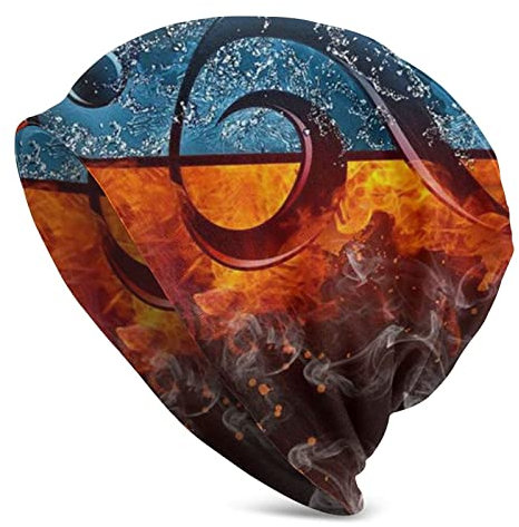 Oudrspo Ice and Fire Music Key Beanie Mützen für Männer Frauen Workout Wave Sleep Soft Skull Cap