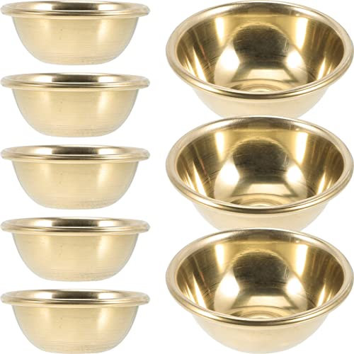 7 Uds. Cuenco De Ofrenda De Agua Budista Cuenco Tibetano De Latón Taza De Agua Cuenco De Adoración Decorativo Cuenco De Altar Candelita Votiva Soporte De Lámpara De