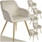 TecTake® Lot de 6 Chaises de Salle à Manger Rembourrées Modernes - Fauteuil Salon Velours Scandinave Avec Accoudoirs - Pieds en Acier Doré Élégant - Pour Coiffeuse, Chambre