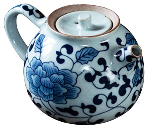 Zerodeko Retro Ceramic Teapot 12.4 Inch Blue and White Porcelain Gongfu Tea Pot for Loose Leaf Tea Traditional Chinese Set Small Kettle for Home and Office