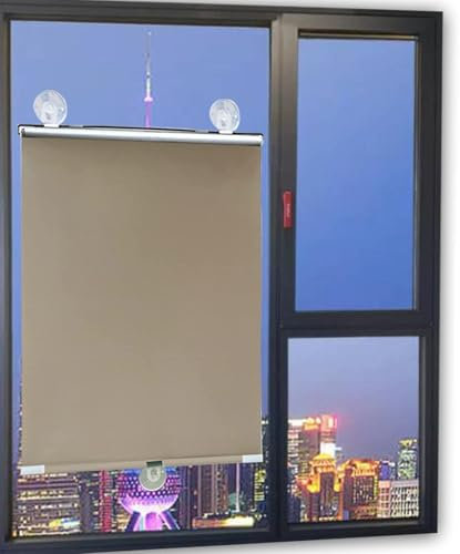 KOOEIN Verdunkelungsrollos Saugnapf-Sonnenschutzvorhänge, tragbare/einziehbare Jalousie, fensterrollo Rollo, Universal Rollo für Reise Babyzimmer, temporäre Verdunkelung Thermo,Gold-35x125cm/14x49in