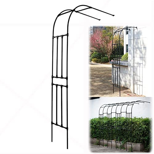 Rosenbogen zur Wandmontage, seitlicher Gartenbogen, kletternde Pergola-Laube, Pflanzen, Arcade-Spalier, für Innen/Außen/Gartenrasen/Hochzeiten (Farbe: Schwarz, Größe: 120 x 240 x 40 cm)
